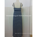 Sexy ärmellose Streifen Sling Stripe Maxi Langes Kleid